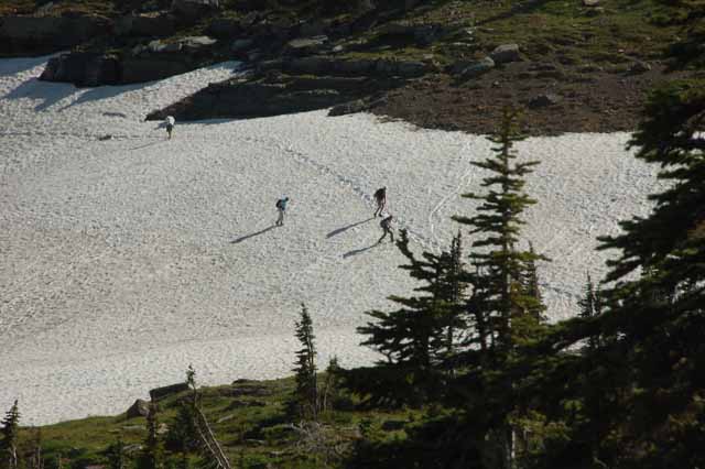 snow on Hidden Lake Trail